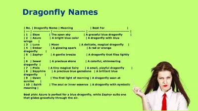 Cute and Creative Dragonfly Names With Meanings